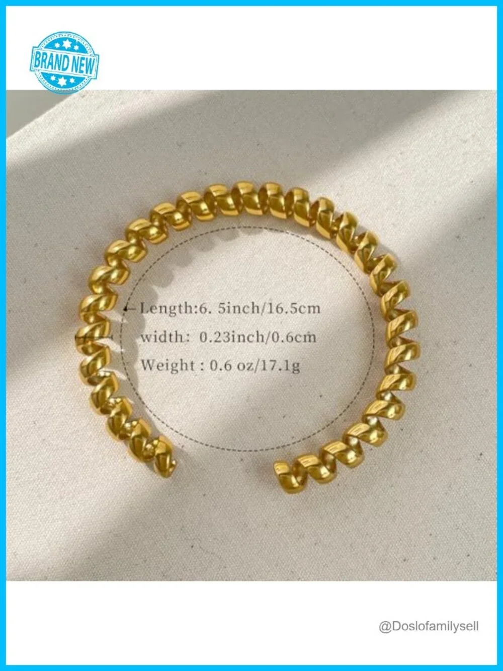 18K Gold Plated Coiled Cable Open Bangle Bracelet Stackable Adjustable